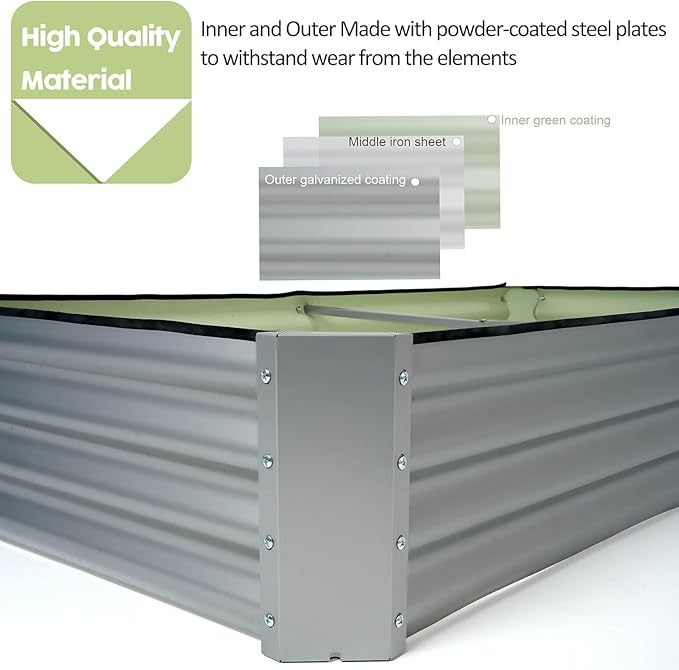 porayhut 6'x3' Raised Garden Bed Pack of 2Kit Easy Set-up Planter Box for Vegetable FruitMetal Galvanized Large Size Raised Bed
