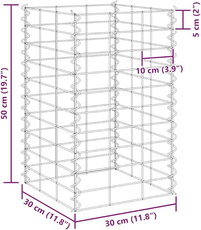 Gabion Raised Bed Set 3 Pack 11.8x11.8x19.7 in Silver Rustic Iron Metal Planter Outdoor Garden Fence Panels Privacy Screen Square Cubes for Yard Patio Balcony