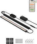 GLOWRIUM Smart Grow Lights for Indoor Plants with APP Full Spectrum Grow Lights for Seed Starting G6 Plant Light Strip with auto Timer 3 Angle dimming Levels for Plant Shelf 2-Pack (Black 16W)