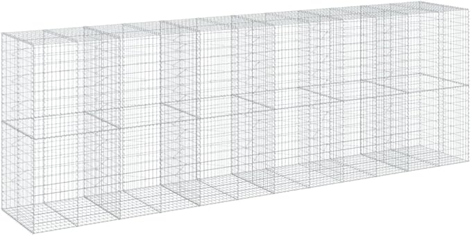 Gabion Basket with Cover 236.2 x 39.4 x 78.7 Galvanized Iron Raised Garden Bed Outdoor Planter Elevated Garden Bed Metal Raised Bed for Landscaping and Decorative Features