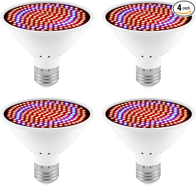 4PCS 50W LED Seedling Growth Lighting E27/E26 Indoor Red Blue Hydroponic Bulbs AC100-277V Full Spectrum Indoor Fruit Flower Planting Lamping UV/IR Greenhouse Hydroponic Potted Moss Fill Bulb 110v