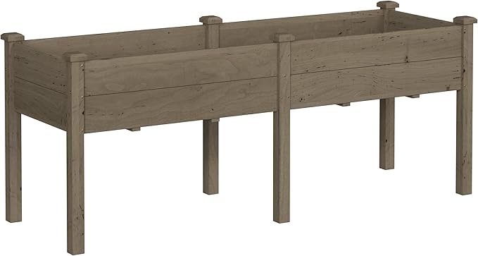 72x23x30in Outdoor Raised Garden Bed with Legs Elevated Wood Planted Box with Divider Panel &amp Drainage Hole Ideal for Deep Rooted Vegetables Flowers Herbs Backyard and Patio Brown