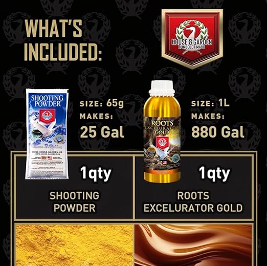 House &amp Garden Roots Excelurator 1L &amp Shooting Powder Sachet 65g Fertilizer Root Stimulator
