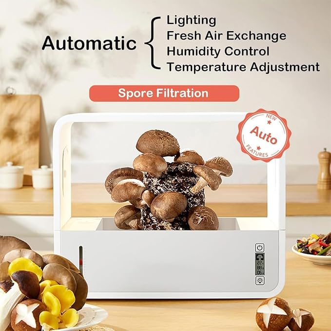 Mushroom Grow Tent - Indoor Hydroponics System Kit with Grow Light Adjustable Temperature &amp Humidity Control for Mycology and Propagation