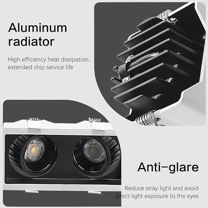 Led Ceiling Spotlight 3 Way Recessed Spotlighting Modern Rectangular Spotslamp Directio l Spotlights Accent for Kitchen Bedroom Hallway Living Room
