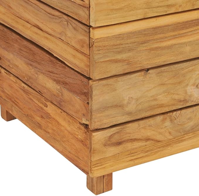 Raised Bed Recycled Teak Raised Planter with Wooden Legs and Steel Rack Bottom for Flowers Vegetables Weather Resistant Outdoor Planting Box Container 19.7x15.7x28.3 -AA