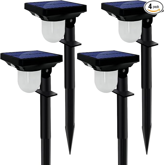 S NMT Solar Landscape Spotlight 4 Pack IP65 Waterproof Outdoor Garden Solar Powered Pathway Light Motion Sensor Path Lighting for Yard Patio Pathway