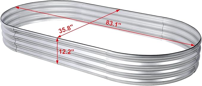 7x3x1 FT Galvanized Raised Garden BedOutdoor Oval Metal Planter BoxLarge Raised Garden BedVegetables Growing Planter for Backyard Patio Gardener