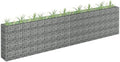 Galvanized Steel Gabion Raised Planter for Garden - Outdoor Metal Flower Box Large Silver Steel Boxes 141.7 x 11.8 x 35.4 in