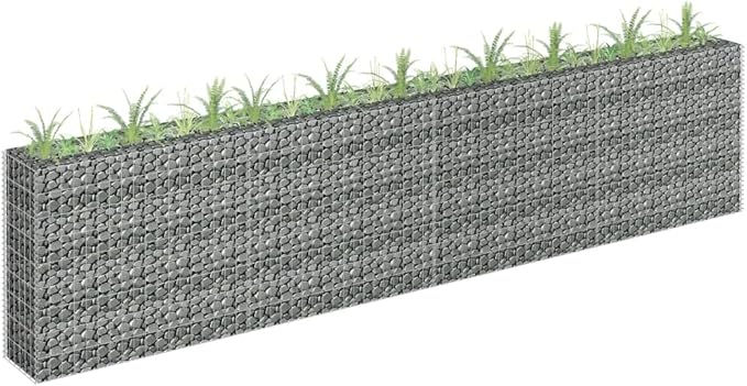Galvanized Steel Gabion Raised Bed Outdoor Planter Box Outdoor Metal Raised Garden Beds for Vegetable Lawn Grass Yard 141.7x11.8x35.4