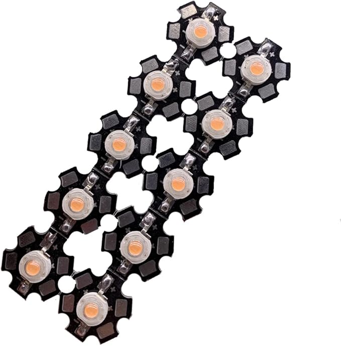 100PCS 3W High Power LED Diodes Cold/Warm White/Red/Green/Blue/Yellow 660nm 445nm Plant Grow Light Source with 20mm Star PCB (Full Specturm Pink)