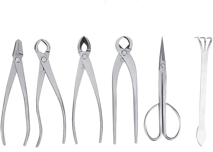 Bonsai Tools Set 6pcs Stainless Steel Bonsai Garden Plant Tree Scissors Trimming Cutting Tool Set with Storage Bag Garden Plant Tools