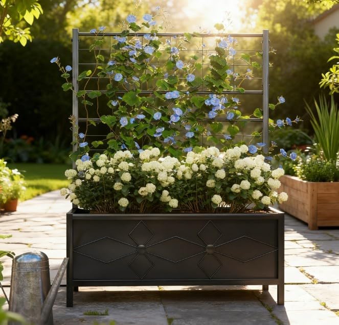 Garden BedOutdoor Planter Box Galvanized Raised Garden Bedwith for Climbing Vines