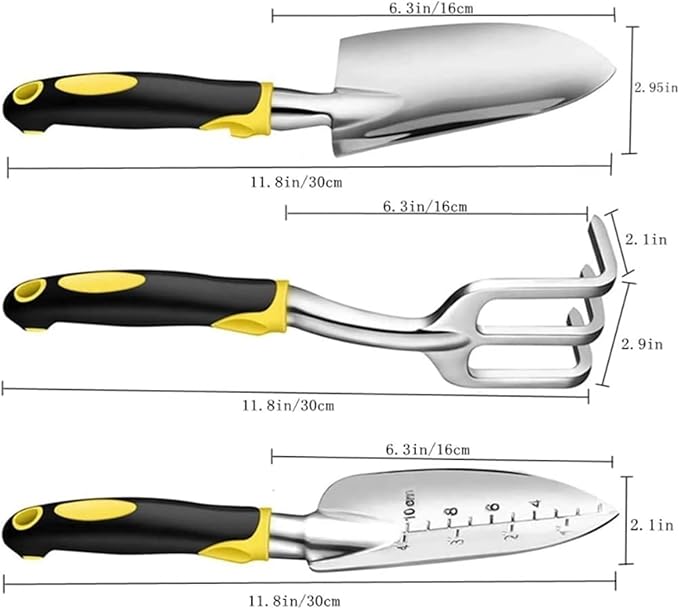 Garden Tools Trowel Set Garden Tool Set -3 Piece Aluminum Gardening Hand Tools Hand Shovel - Tilling Hand Rake for Gardens