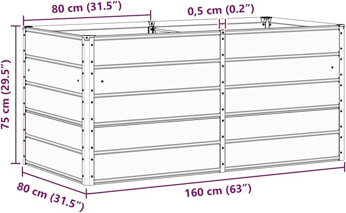 63 Large Outdoor Raised Planter Box Steel &amp Plastic Elevated Garden Bed in Ivory Modern Industrial Raised Garden Bed for Patio Balcony and Yard