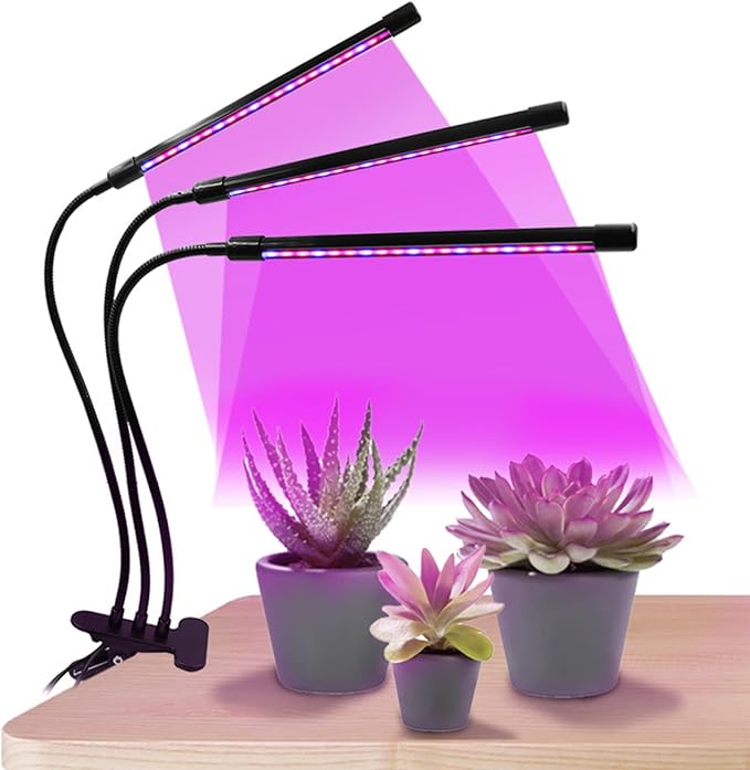FTVOGUE Full Spectrum USB Plant Light 9 Gear Dimming 3H9H12H Timing for Indoor Growing Nursery with Replenishing Light (Three Tubes -30W)
