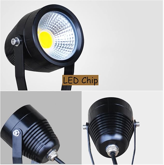 Kiven IP65 Waterproof LED Landscape Up Down Ligh Black Decorative Spotlight with Plug-in Cord and Timer for Indoor Outdoor Yard Step Statue LED Lawn Light(5W Yellow Light)