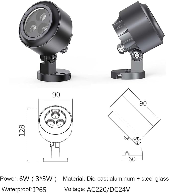 Landscape Lamp - 220V Outdoor LED Spotlight IP65 Waterproof Lawn Projector Floodlight Tree Lighting for Hotel Exterior Wall Contouring Landscaping Projects(B-White Light3 * 3W)