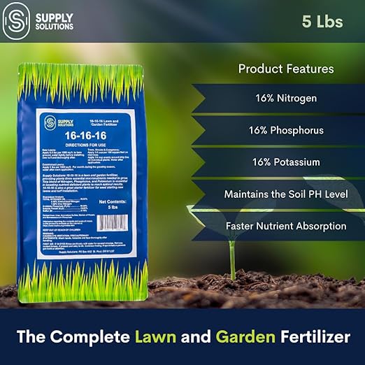 Supply Solutions 16-16-16 Complete Lawn &amp Garden All Purpose Granular Fertilizer - The Ultimate Plant Food for Lush Greenery &amp Vibrant Blooms - for All Plants Vegetables Fruits and Berries