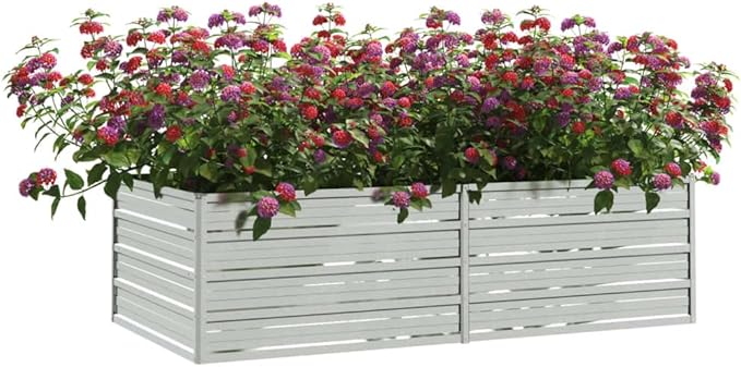 Garden Raised BedOutdoor Planting BoxesHerb Garden Planter OutdoorPlant Box Patio Plantersfor FlowerHerbBackyardPatioBalcony63x31.5x17.7 Galvanized Steel Silver