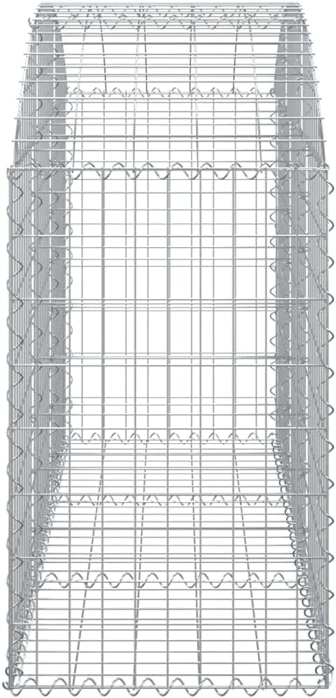 Gabion Basket Silver Galvanized Iron 59.1 x 19.7 x 31.5/39.4 in Outdoor Rectangular Metal Planter for Garden Durable Sound Dampening Decorative Wall