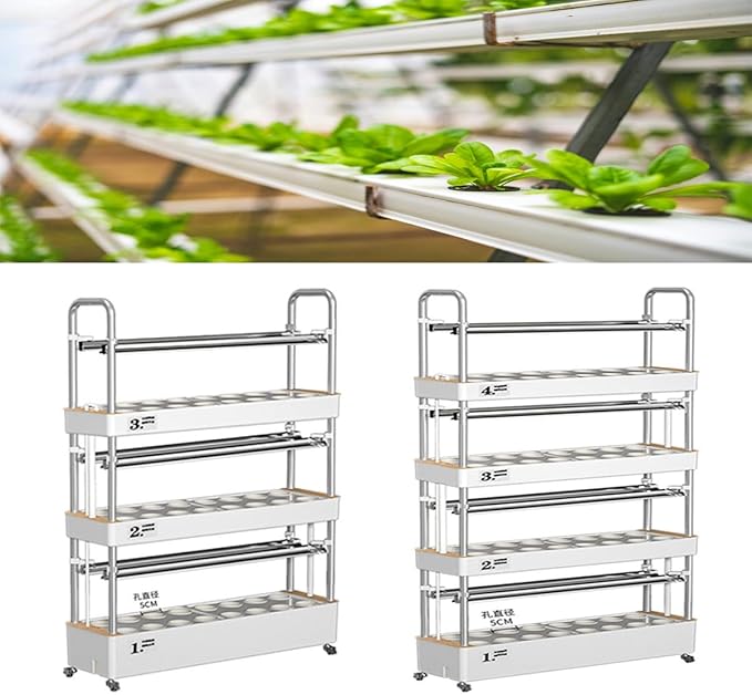 48/64/90/120 Hole Hydroponics growing sys-tem Hydroponics growing tower Aeroponic Garden Tower for Plants Herbs VegetablesClayPebbles-64holes