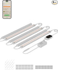 GLOWRIUM Smart Grow Lights for Indoor Plants with APP Full Spectrum Grow Lights for Seed Starting G6 Plant Light Strip with auto Timer 3 Angle dimming Levels for Plant Shelf 6-Pack (White 48W)