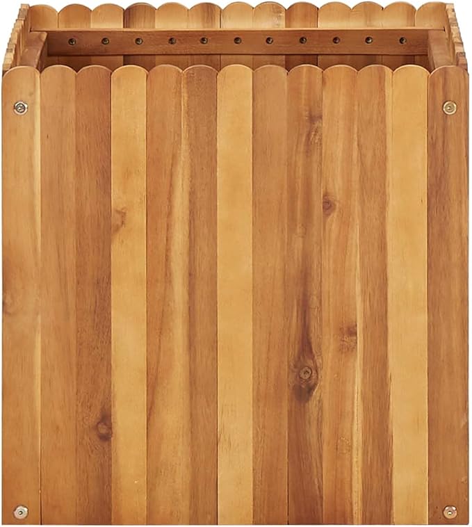 Raised Bed Natural Wood Square Planter 19.7x19.7x19.7 in Solid Acacia Wood for Garden and Terrace