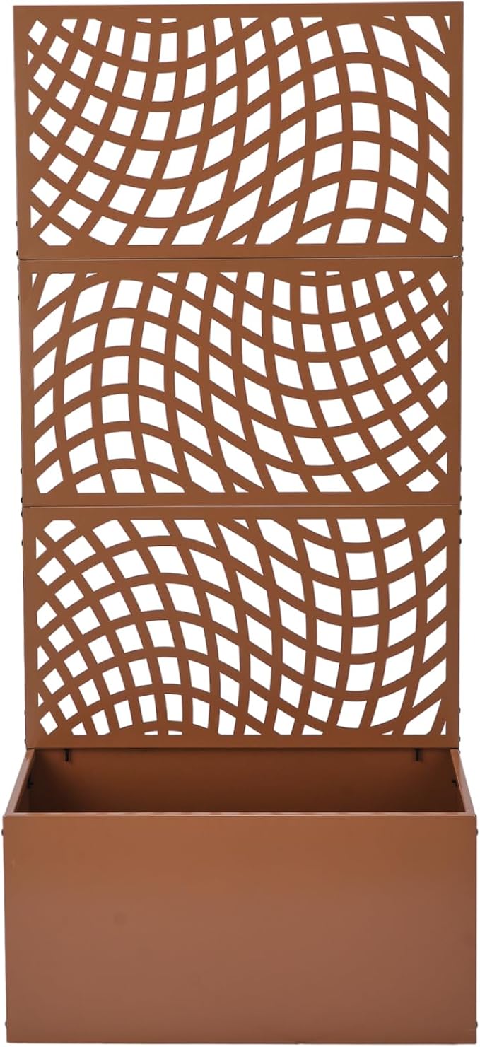 Metal Planter Box with Trellis70 Outdoor Raised Garden BedPrivacy Planters for Patio GardenPlanter Box with Drainage Holes for Climbing Plants
