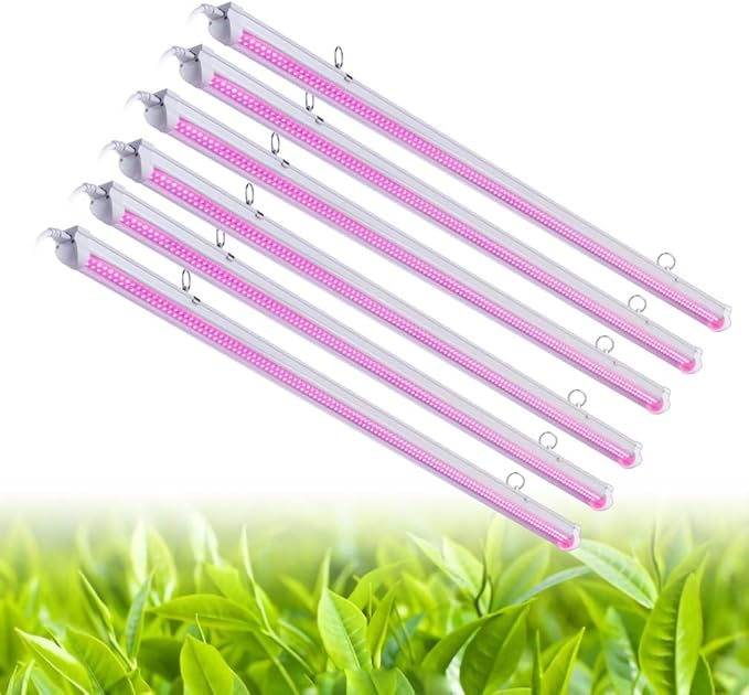 6 PACK LED Grow LightT8 Integrated Growth Tube Lamp 4ft 270W(45w x 6 1400W Equivalent)Full Spectrum Sunlight ReplacementDouble RowLinkable DesignHigh Output4 Foot Plant Lights for Indoor Plant