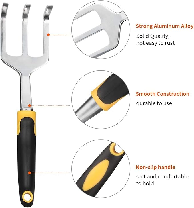 DINGFAN Garden Tools Set Garden Edging Tool 3 Pcs Gardening Tool Set for Women Men Mini Aluminum Garden Hand Tools Kit Ideal Garden Tools Gifts