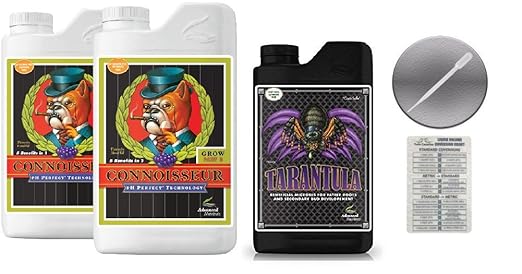 Advanced Nutrients Connoisseur Grow A and B 4 Liter &amp Tarantula 1 Liter Bundle with Conversion Chart and 3mL Pipette