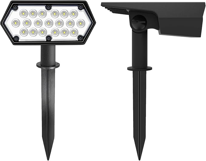 Solar Spot Lights Outdoor 19 LED 2 Lighting Modes Solar Landscape Spotlights Solar Powered Security LightsWaterproof IP65 Wall Lights for Walkway Yard Garden DrivewayWarm White4 Pack