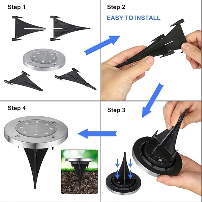 Solar Ground Lights Outdoor In-ground Pathway Light 8/16 PCS LED Solar Disk LampWaterproof Garden Landscape Lighting for LawnYardDeckPatioWalkway(White16PCS)