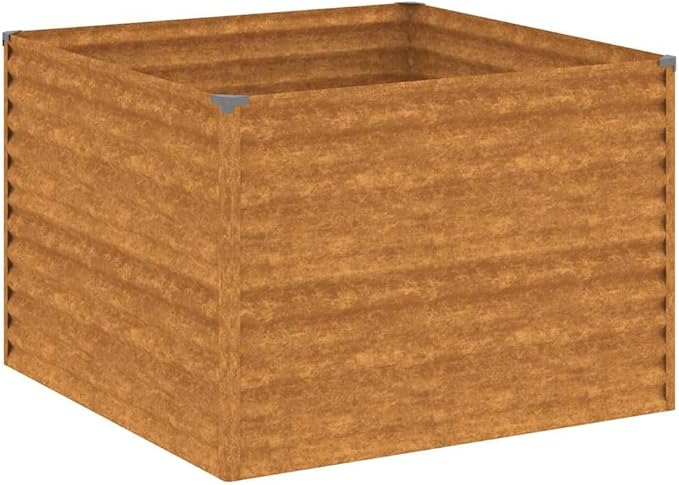 Garden Raised Bed 39.4x39.4x27.2 Corten Steel Weathering Planter for Outdoor Plants Durable Square Garden Bed for Vegetables and Flowers