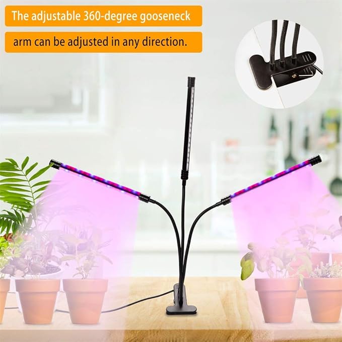 27W LED Plant Grow Light Indoor 3-Head 360¡ãFlexible Gooseneck Arm with Automatic Timing Function Grow Light 5 Dimmable Levels Spectrum with Desk Clip Plant Light