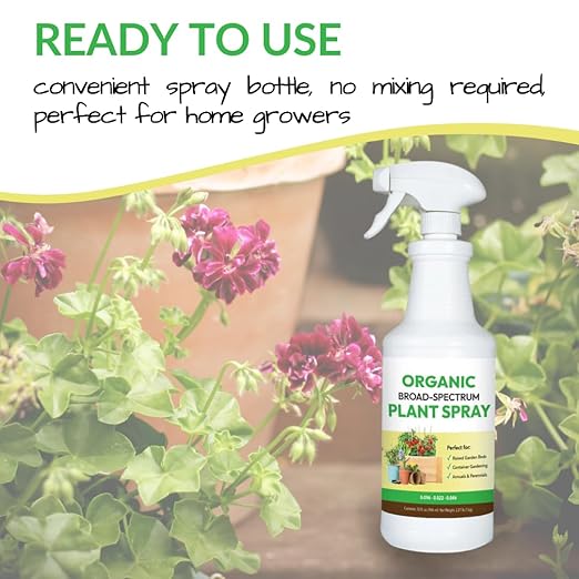 Organic Broad Spectrum Plant Spray - Liquid Plant Food in a Spray Bottle (Foliar Fertilizer) | Use on All Outdoor Plants Including: Vegetables Herbs &amp Flowers | No Mixing Required (32oz)