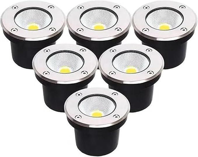 6PCS LED Beam Spotlights - Outdoor Floor Lamp 3W Ground Spotlights COB Mini Landscape Spotlight IP67 Waterproof Outdoor Recessed Spot Light Step Garden Floodlight(Yellow3W(12V))