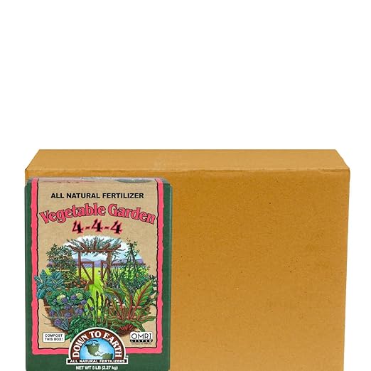 Down to Earth Organic Vegetable Garden Fertilizer 5 lb Boxes Balanced Plant Food for Healthy Vegetables &amp Herbs (Pack of 6)