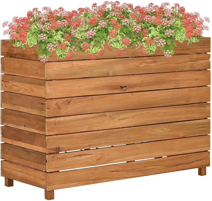 Wooden Raised Garden Bed Flower Planters Box for Growing Flowers Herbs or Veggies 39.4x15.7x28.3-513