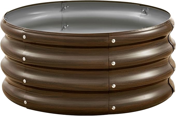 VEVOR 3 Pcs 2x2x1ft Round Galvanized Raised Garden Bed Kit Outdoor Metal Raised Beds for Gardening Vegetables Easy Assembly Garden Planter Box for Flowers Fruits with Open Base