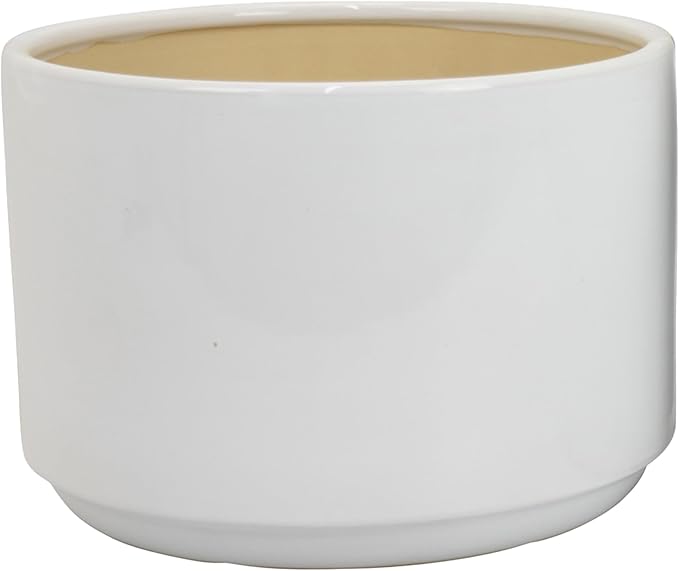 Accent Planter Set of 2 Wide Base White Ceramic
