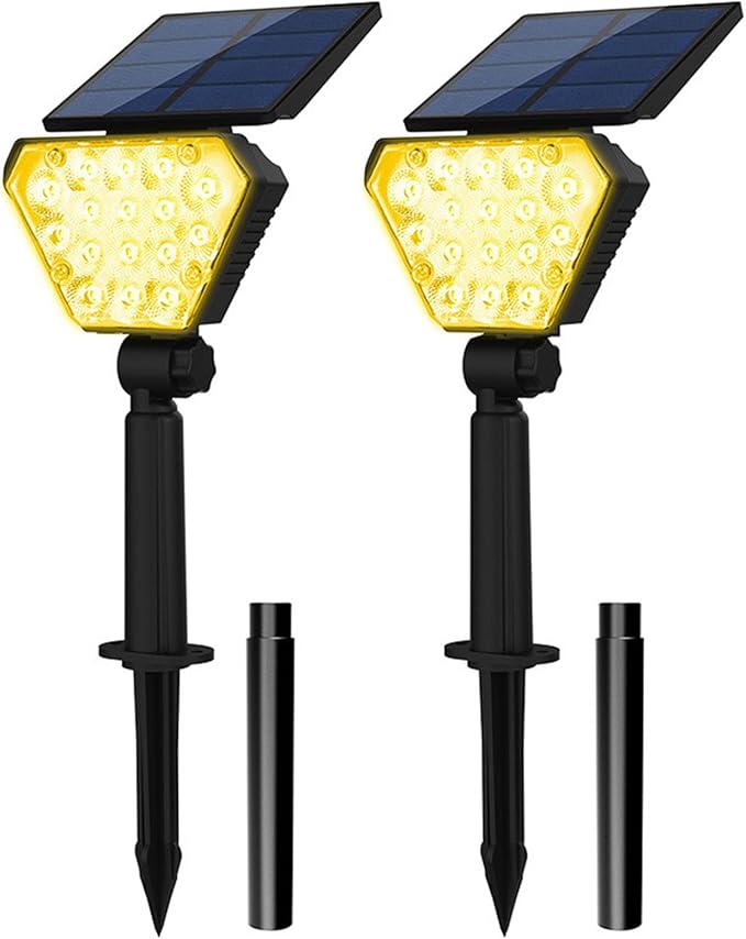 16 LED Solar Spot Lights Outdoor Waterproof 2 Pack Solar Lights Spotlight Landscape Lighting Auto ON/Off Outdoor Solar Lights for Yard Garden Lawn