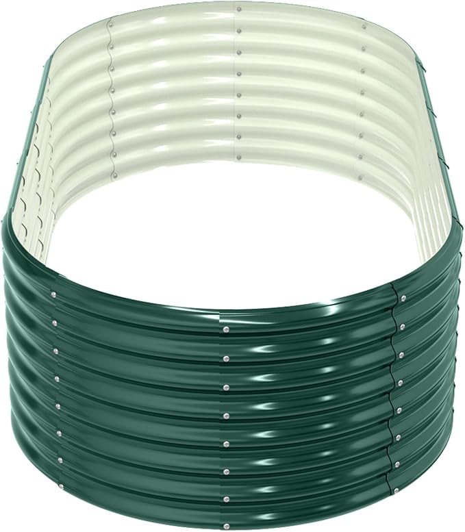 Galvanized Raised Garden Bed8×4×2Ft Outdoor Planter Garden BoxesOval Large Metal Patio Kit Planting BedRaised Garden Boxes for Vegetables Flowers Herbs