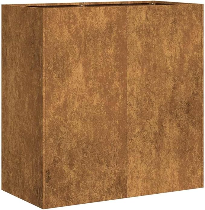 Weathering Steel Planter Box Large Rusty Metal Garden Bed for Outdoor Plants Rectangular 31.5x15.7x31.5 inch Brown Finish Patio &amp Balcony Decor