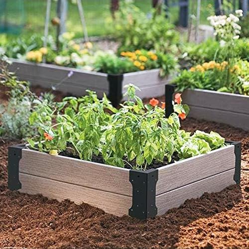 Hi-Flame 4 Set Raised Garden Bed Corner Brackets with Screws Fit Lumber up to 2 Inch x 12 Inch Raised Bed Brackets for Vegetable Garden (Black)