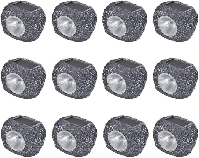 Outdoor Solar Powered LED Spotlight Stone Shape 12 pcs