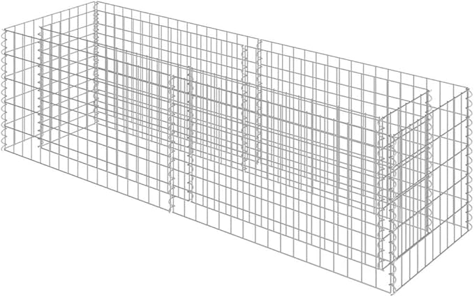 YAFF Galvanized Steel Gabion Raised Garden Bed 70.9x19.7x19.7 - Silver Rectangular Outdoor Planter