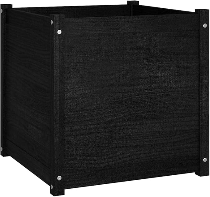 Wooden Garden Planter Box Raised Garden Bed Indoor Outdoor Planter Outdoor Wood Raised Garden Bed for Vegetables Flowers Herbs Black 23.6x23.6x23.6 Solid Wood Pine-417