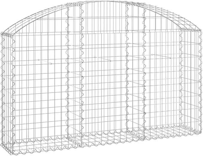 Arched Gabion Basket Silver Galvanized Iron 59.1x59.1x39.4 Inch Durable Outdoor Planter for Garden and Patio Sound Absorbing